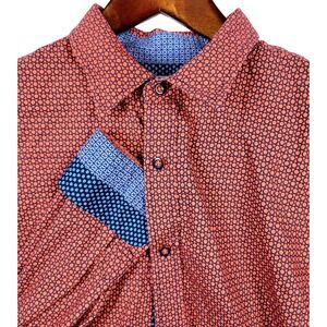 Sable & Stone XL Coral Geometric‎ Print Button Down Shirt